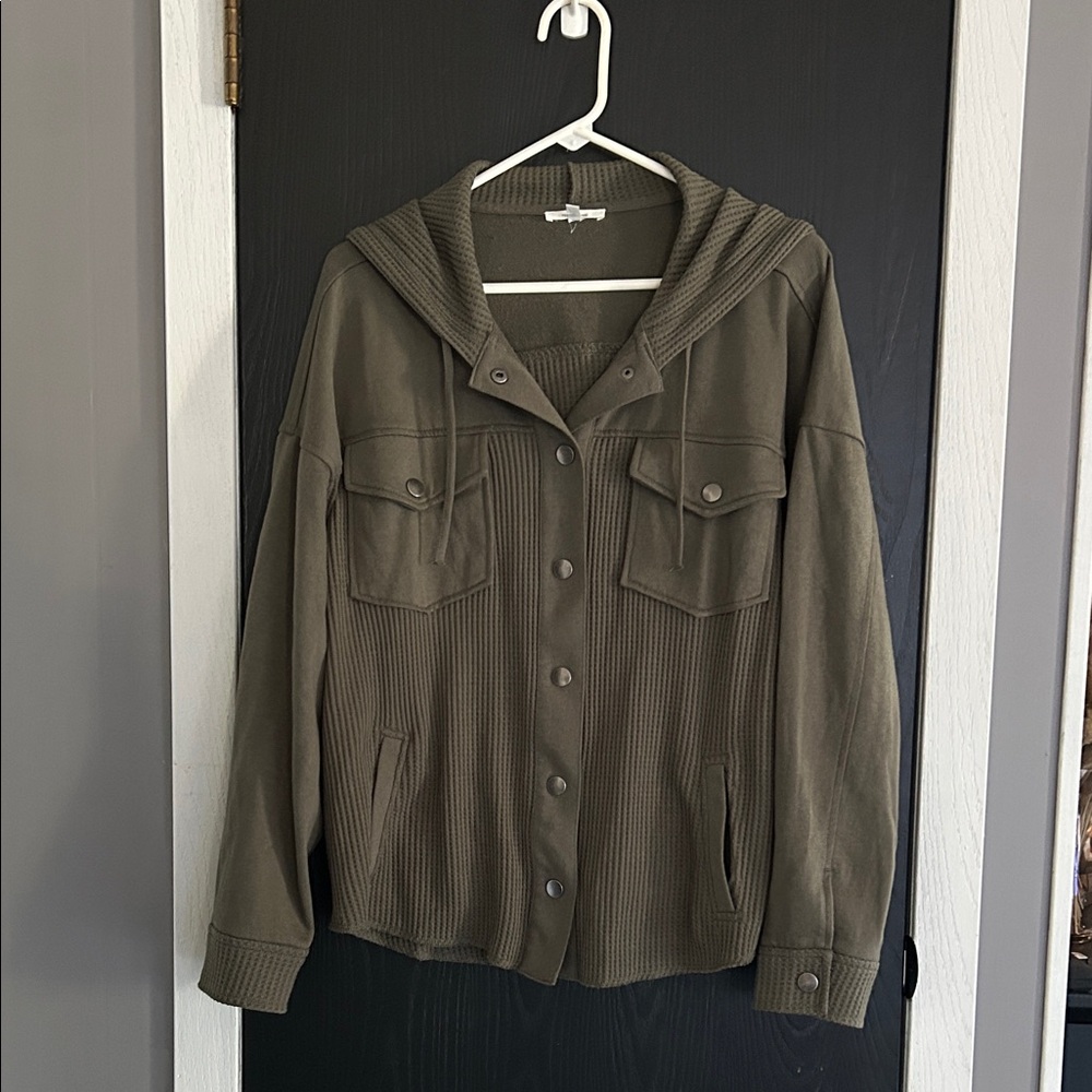 Maurices Olive Green Hooded Utility Jacket